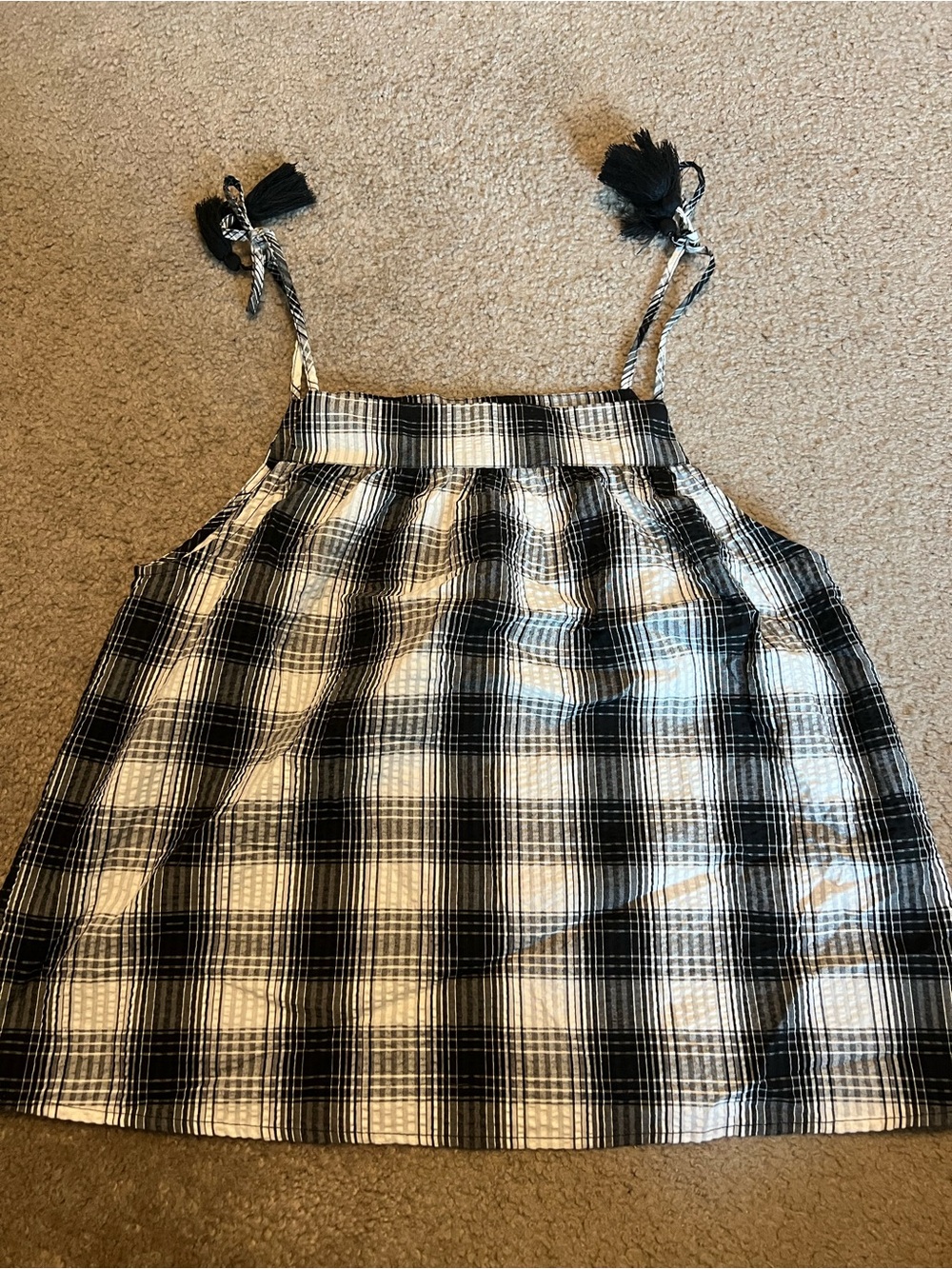 BB Dakota Black and White Plaid Tie-Shoulder Camisole NWT